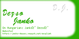 dezso janko business card